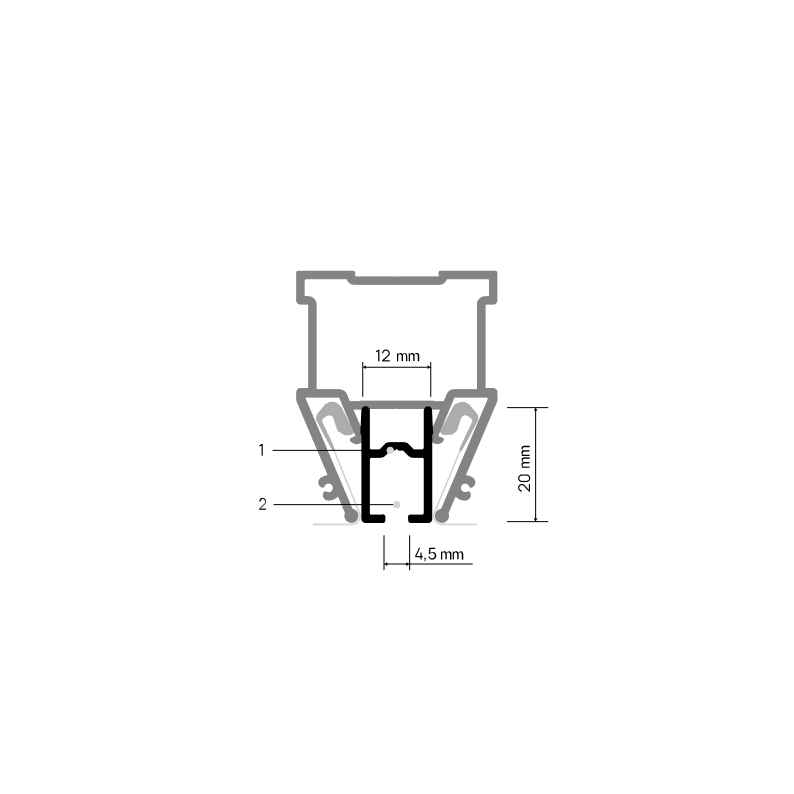 Doorsnede CURTINA X407 met maatvoering