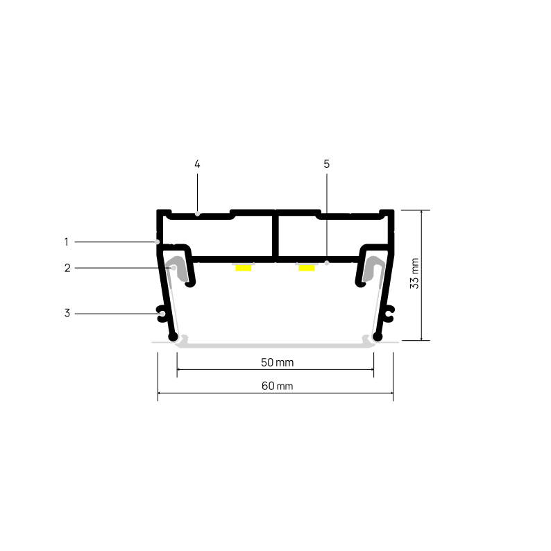 Doorsnede LIGHTRA X050 met maatvoering