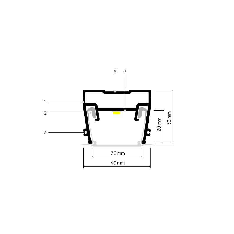 Doorsnede LIGHTRA X030 S met maatvoering
