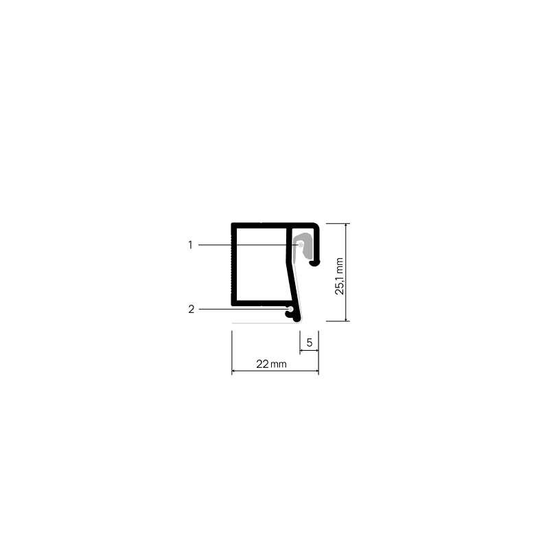 Doorsnede INVISIA X208 met maatvoering