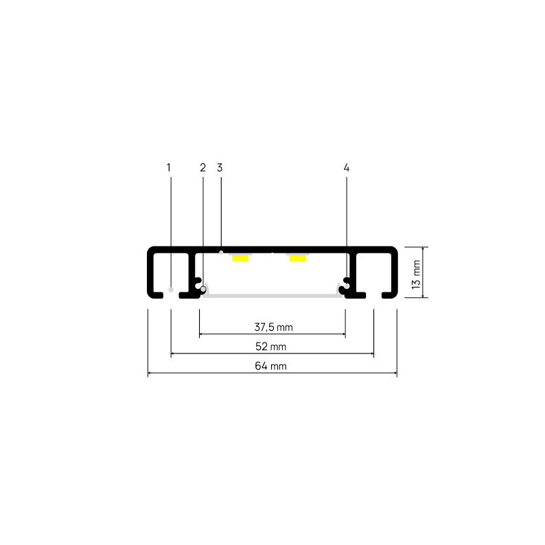 Doorsnede CURTINA X406 met maatvoering